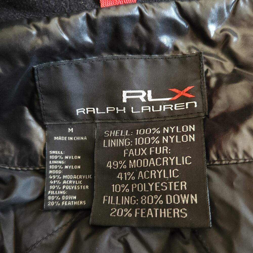 RALPH LAUREN RLX faux fur trim hooded black parka down puffer coat vest Size M - Picture 10 of 12